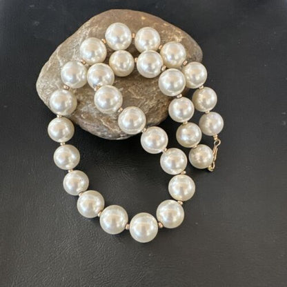 White Freshwater Pearl Necklace | Gold Filled Beads | 17" | 17367