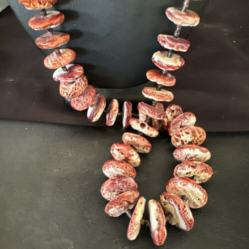 Navajo Purple Spiny Oyster Shell Graduated Necklace | Sterling Silver | 33" | Authentic Native American Handmade | 17174
