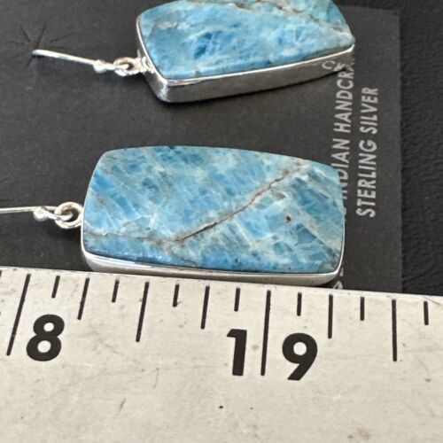 Handmade Sterling Silver Blue Denim Lapis Dangle Earrings | 1" | 15800