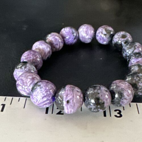 Navajo Purple Sugilite Stretch Bead Bracelet | 12mm | Sterling Silver | Authentic Native American Handmade | 15238