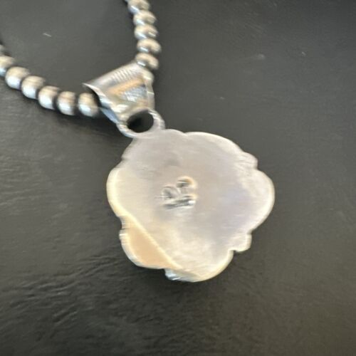 Navajo Orange Spiny Oyster Pendant Necklace | Sterling Silver | Authentic Native American Handmade | 15629