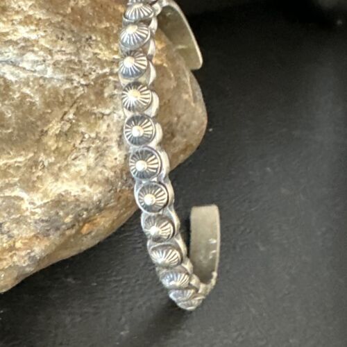 Navajo Stamped Cuff Bracelet | Old Pawn Sterling Silver | Authentic Native American Jewelry | 15163