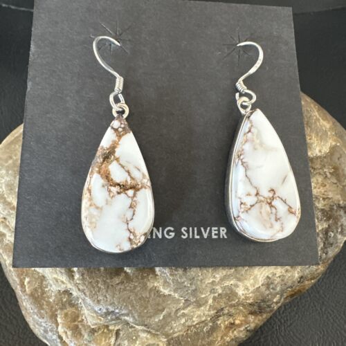 Navajo Wild Horse Turquoise Dangle Earrings | Sterling Silver | Authentic Native American Handmade | 15741