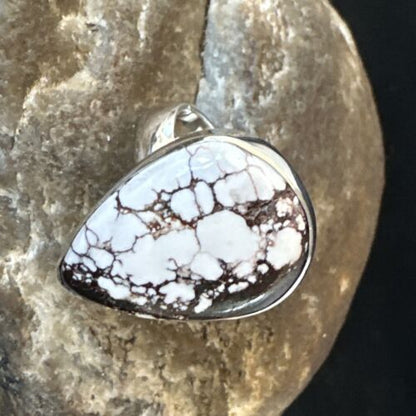 Navajo Wild Horse Turquoise Ring | Sterling Silver | Sz 7 Adjustable | Authentic Native American Handmade | 15548 - Masha USA