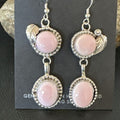 Navajo Pink Queen Conch Shell Dangle Earrings | Sterling Silver | Authentic Native American Handmade | 17216