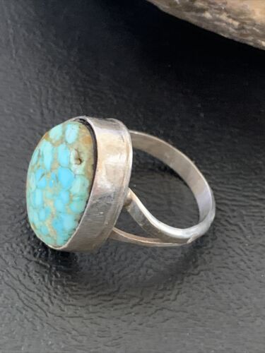 Men's Navajo Blue Spiderweb Turquoise Ring | Sterling Silver | Sz 10 | Authentic Native American Handmade | 12545