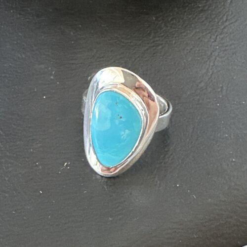 Navajo Blue Kingman Turquoise Ring | Sterling Silver | Sz 8 | Authentic Native American Handmade | 16588
