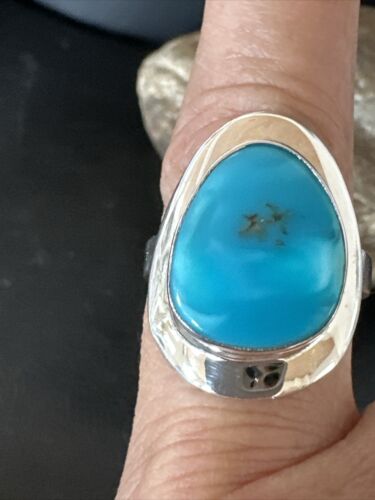 Sterling Silver Blue Kingman Turquoise Ring | Sz 10 | Authentic Native American Handmade | 17600
