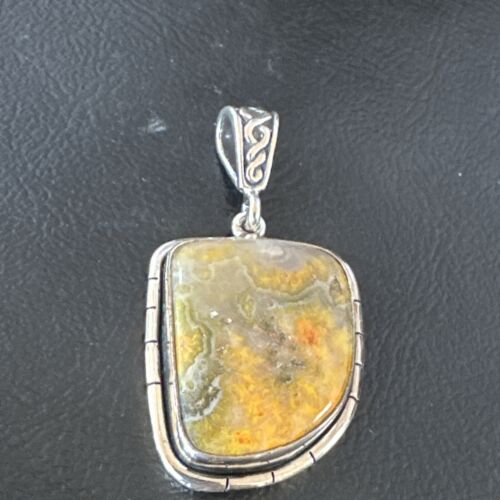 Navajo Bumblebee Jasper Pendant Necklace | Sterling Silver | Authentic Native American Handmade | 15963