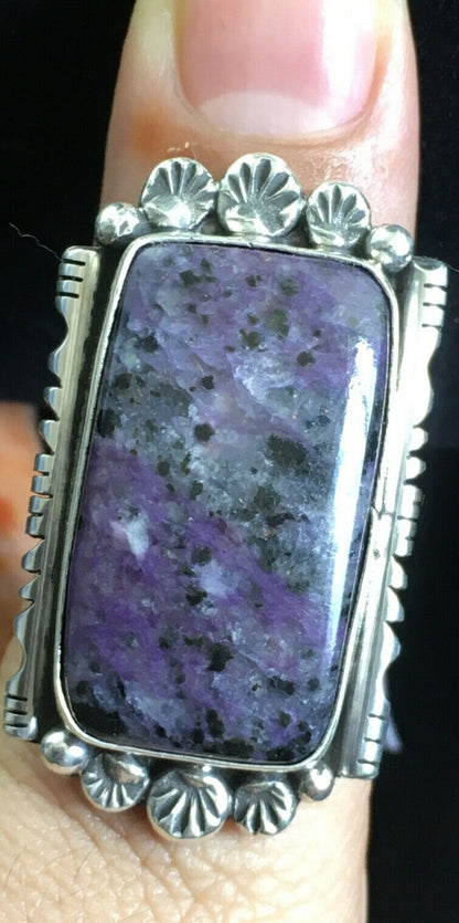 Native American Navajo Purple Charoite Ring | Sterling Silver | Sz 7.75 | 10101