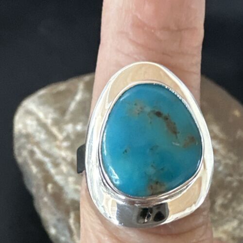 Navajo Blue Kingman Turquoise Ring | Sterling Silver | Sz 7 | Authentic Native American Handmade | 16592