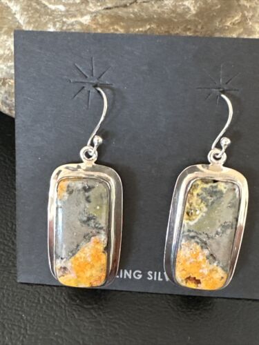 Navajo Bumblebee Jasper Earrings | Sterling Silver | Authentic Native American Handmade | 15841