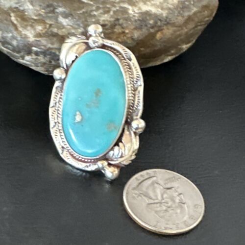 Men's Blue Kingman Turquoise Ring | Navajo Sterling Silver | Sz 10.5 | Authentic Native American Handmade | 15665