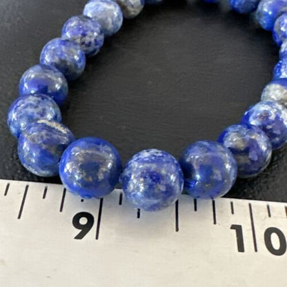 Women's Blue Denim Lapis Lazuli Stretch Bead Bracelet | 9mm | 7.5" | 16489