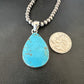 Blue Kingman Turquoise Pendant | Navajo Pearls | Sterling Silver Necklace 20" | 16672