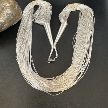 Statement Liquid Silver Heishi Necklace | 100 Strand Sterling Silver | 29" | 16450