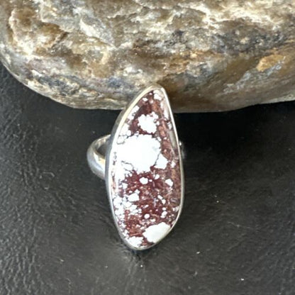 Women's Wild Horse Turquoise Ring | Navajo Sterling Silver | Sz 7 Adjustable | Authentic Native American Handmade | 15550