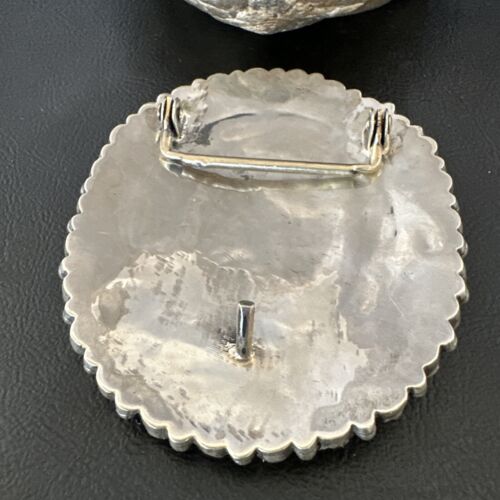 Navajo Orange Spiny Oyster Cluster Concho Belt Buckle | Sterling Silver | Authentic Native American Handmade | 16344