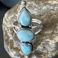 Navajo Women's Cluster Blue Larimar Multi-Stone Ring | Authentic Native American Sterling Silver | Sz 8.5 | 16164