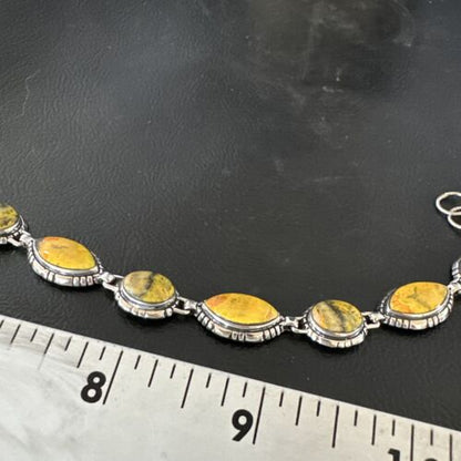 Navajo Bumblebee Jasper Link Bracelet | Sterling Silver | 8" | Authentic Native American Handmade | 16376