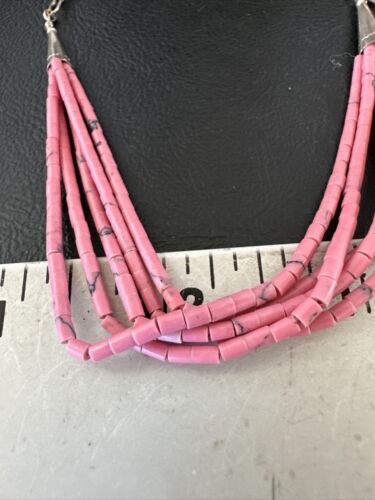 Navajo Pink Rhodochrosite 5-Strand Heishi Bracelet | Authentic Native American Handmade | 16978