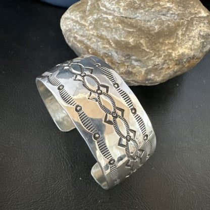 Navajo Stamped Cuff Bracelet | Sterling Silver | Authentic Native American Handmade | 17457