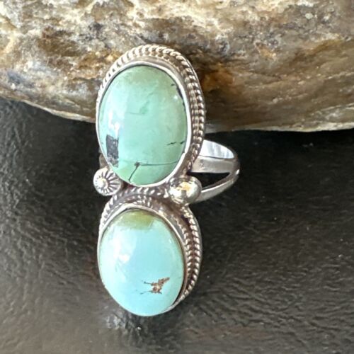 Navajo Blue Dry Creek Turquoise Multi-Stone Ring | Authentic Native American Sterling Silver | Sz 9.5 | 16737