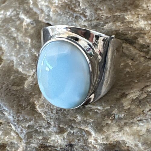 Navajo Blue Larimar Ring | Sterling Silver | Sz 9 | Authentic Native American Handmade | 16601