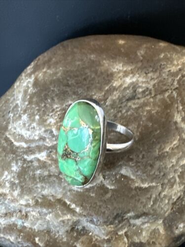 Southwestern Navajo Green Mojave Turquoise Ring | Sterling Silver | Sz 6 | 15598