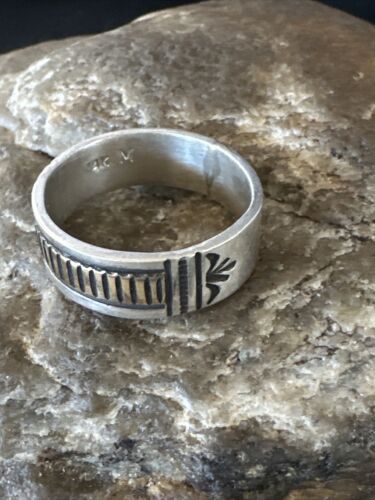 Navajo Men's Wedding Band | Stamped 14K Gold Sterling Silver Ring | Sz 9.5 | Authentic Native American Handmade | 15461