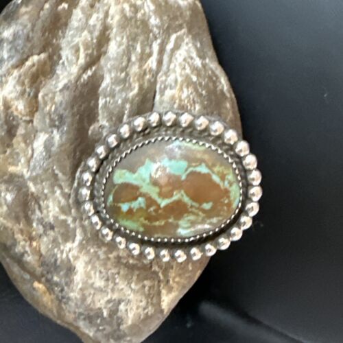 Navajo Blue #8 Turquoise Ring | Sterling Silver | Sz 10 | Authentic Native American Handmade | 15890 - Masha USA