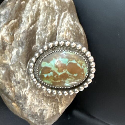 Navajo Blue #8 Turquoise Ring | Sterling Silver | Sz 10 | Authentic Native American Handmade | 15890 - Masha USA
