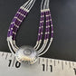 Navajo Purple Sugilite Heishi Concha Necklace | 5 Strand Liquid Sterling Silver | 20" | 15877