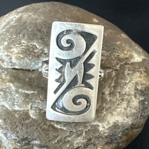 Native American Hopi Rug Design Ring | Sterling Silver | Sz 8.5 | 16334
