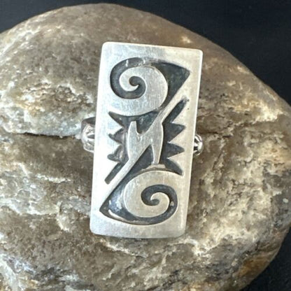 Native American Hopi Rug Design Ring | Sterling Silver | Sz 8.5 | 16334