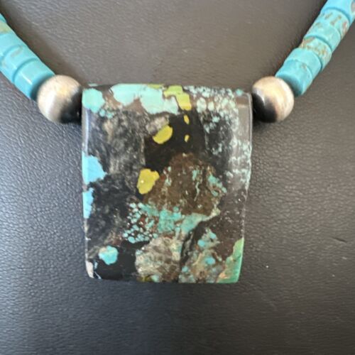 Navajo SpiderWeb Turquoise Heishi Pearls Necklace | Sterling Silver | 20" | Authentic Native American Handmade | 17099