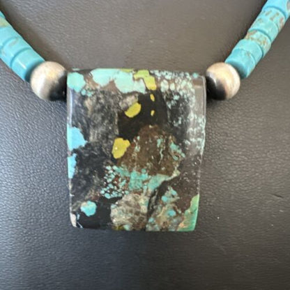 Navajo SpiderWeb Turquoise Heishi Pearls Necklace | Sterling Silver | 20" | Authentic Native American Handmade | 17099