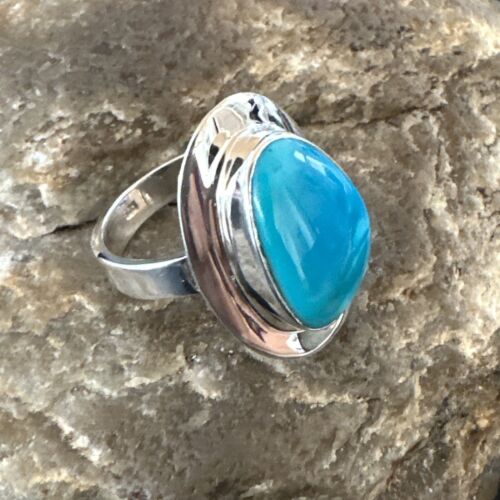 Navajo Blue Kingman Turquoise Ring | Sterling Silver | Sz 7 | Authentic Native American Handmade | 16590