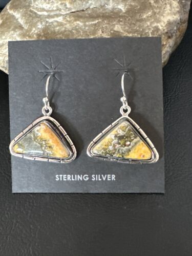 Navajo Bumblebee Jasper Earrings | Sterling Silver | Authentic Native American Handmade | 15836