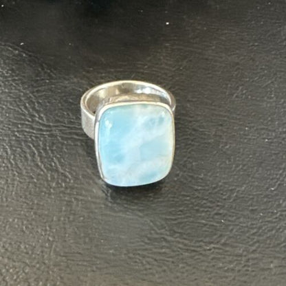 Navajo Blue Larimar Ring | Sterling Silver | Sz 7 | Authentic Native American Handmade | 17655