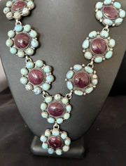 Navajo Turquoise Purple Spiny Cluster Lariat Necklace Pendant | Golden Hills | Authentic Native American Handmade | 16190