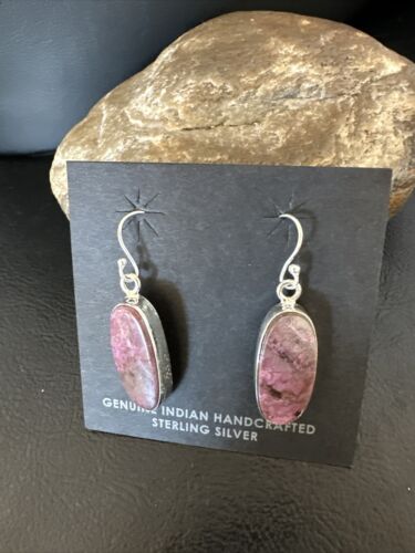Purple Mojave Turquoise Dangle Earrings | Sterling Silver | Authentic Native American Handmade | 15785