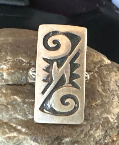 Native American Hopi Rug Design Ring | Sterling Silver | Sz 8.5 | 16334