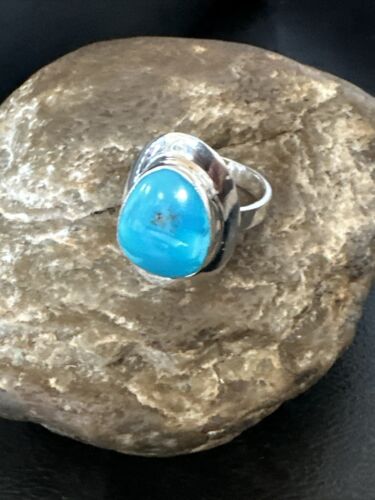 Sterling Silver Blue Kingman Turquoise Ring | Sz 10 | Authentic Native American Handmade | 17600