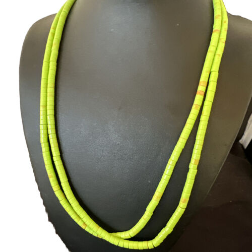 Navajo Green Gaspeite Stabilized Necklace | Sterling Silver | 22" | Authentic Native American Handmade | 16467