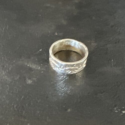 Navajo Stamped Sterling Silver Wide Band Pinky Ring | Sz 4.5 | Authentic Native American Handmade | 15297