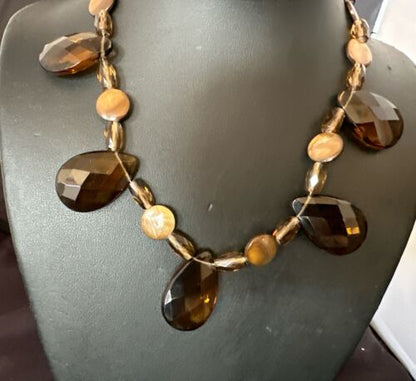Navajo Smokey Quartz Teardrop Necklace | Sterling Silver | Authentic Native American Handmade | 17495