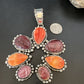 Navajo Red Spiny Oyster Naja Pendant Necklace | Sterling Silver | 16098