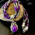 Navajo Sugilite 3-Strand Bead Necklace Set | Sterling Silver | 21" | Authentic Native American Handmade | 02927