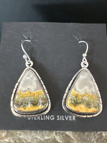 Navajo Bumblebee Jasper Earrings | Sterling Silver | Authentic Native American Handmade | 15838